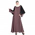 Designer abaya with double sleeves- Plum brown and black